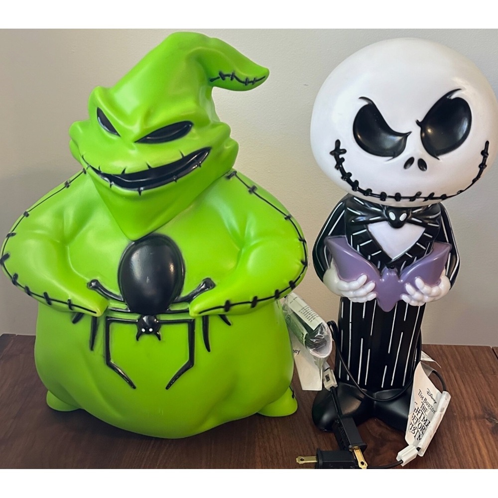 Oogie Boogie & Jack Nightmare Before Christmas 14" Light Up Blow Mold Gemmy Lot